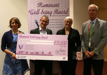 Marina von Keyserlingk and Daniel Weary win first ever Boehringer-Ingelheim Ruminant Well-being Award, presented at 2016 World Buiatrics Congress, Dublin, Ireland