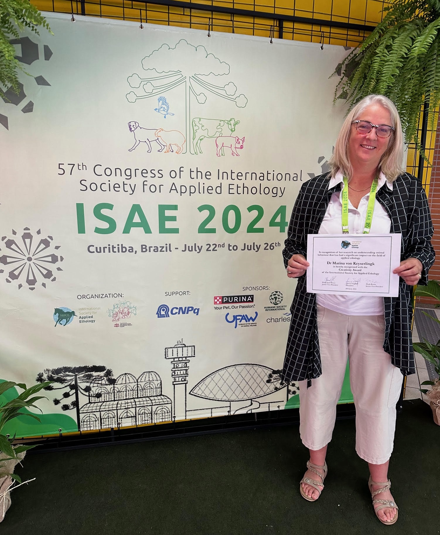 Dr Marina von Keyserlingk has been recognized with the 2024 ISAE Creativity Award